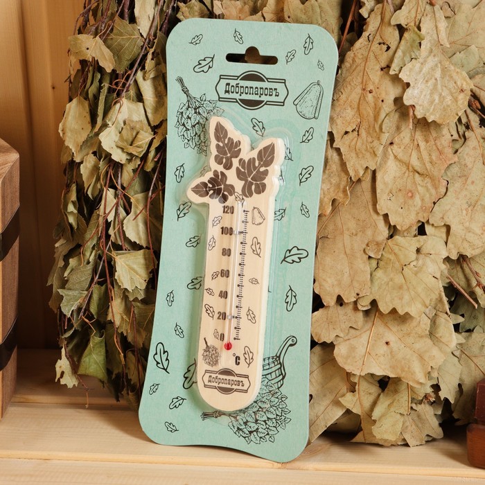 Термометр для бани "Банный веник" деревянный 17,5х4см