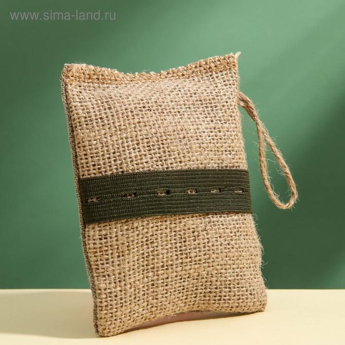 Мочалка для умывания льняная с органическим мылом Мятная